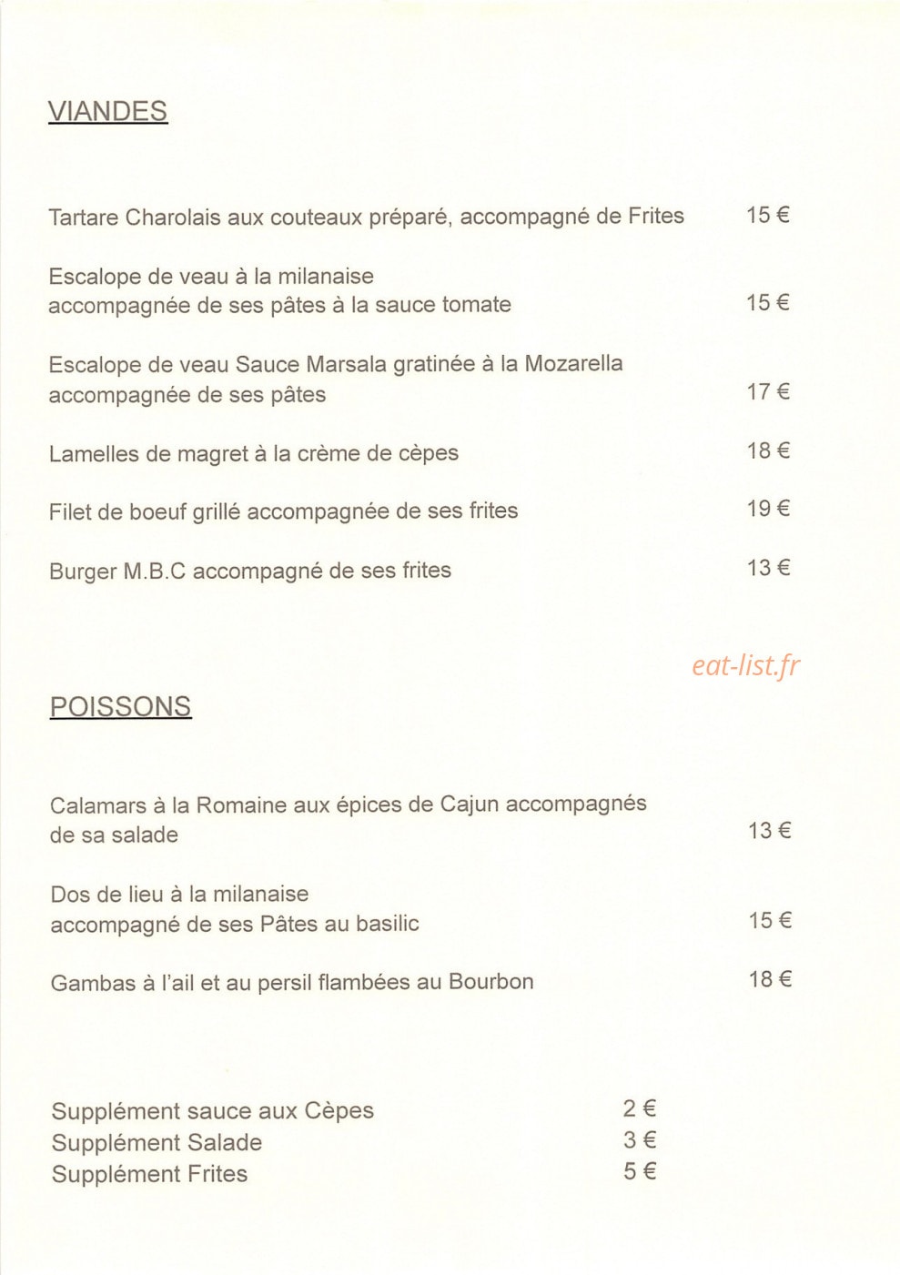 Ma Belle Cuisine — carte page 8