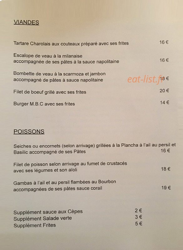 Ma Belle Cuisine — carte page 9