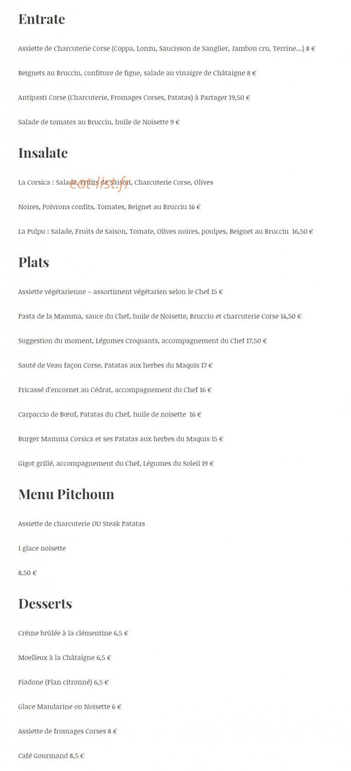 Mamma corsica — carte page 1