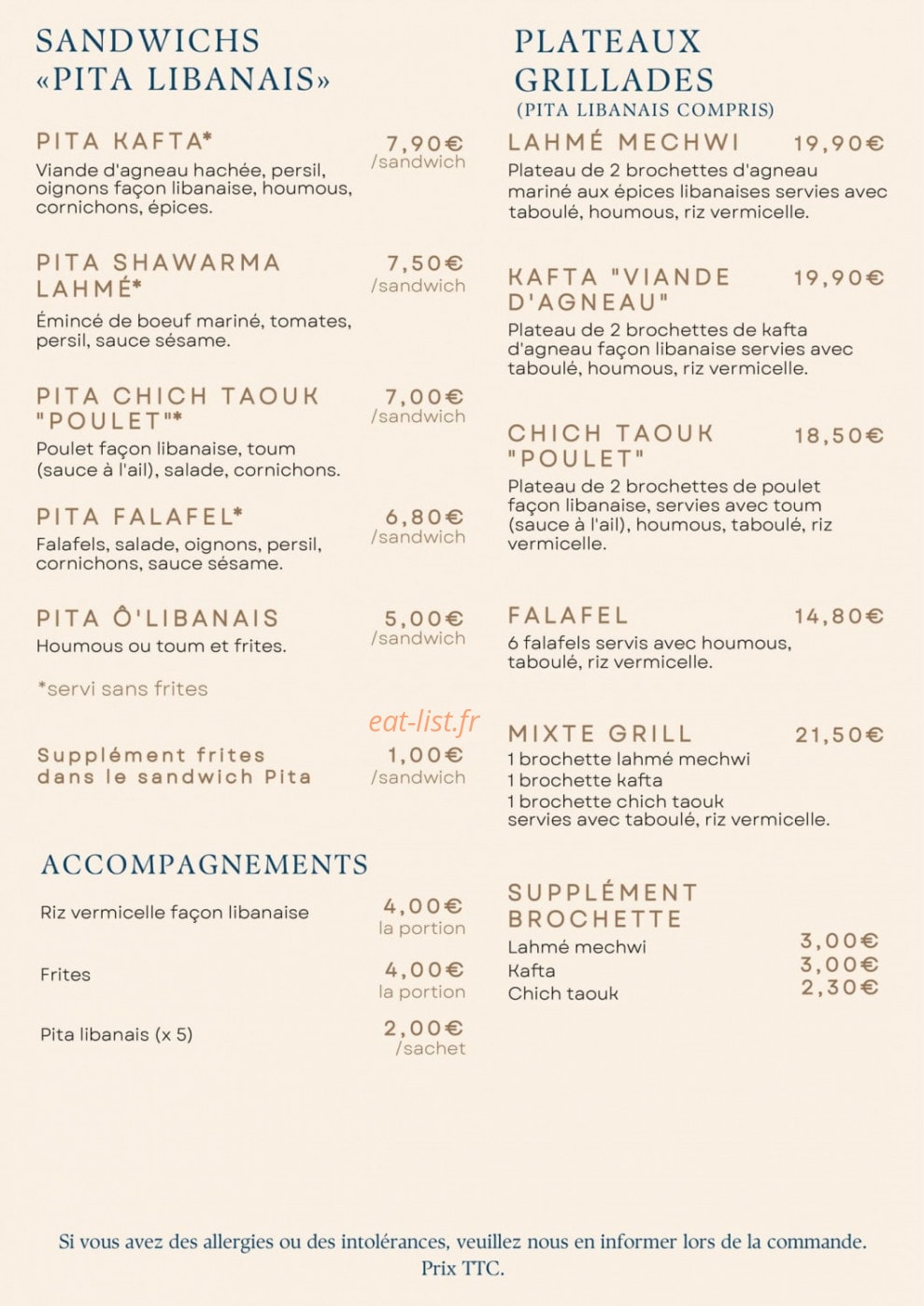 O'Libanais vernet — carte page 2