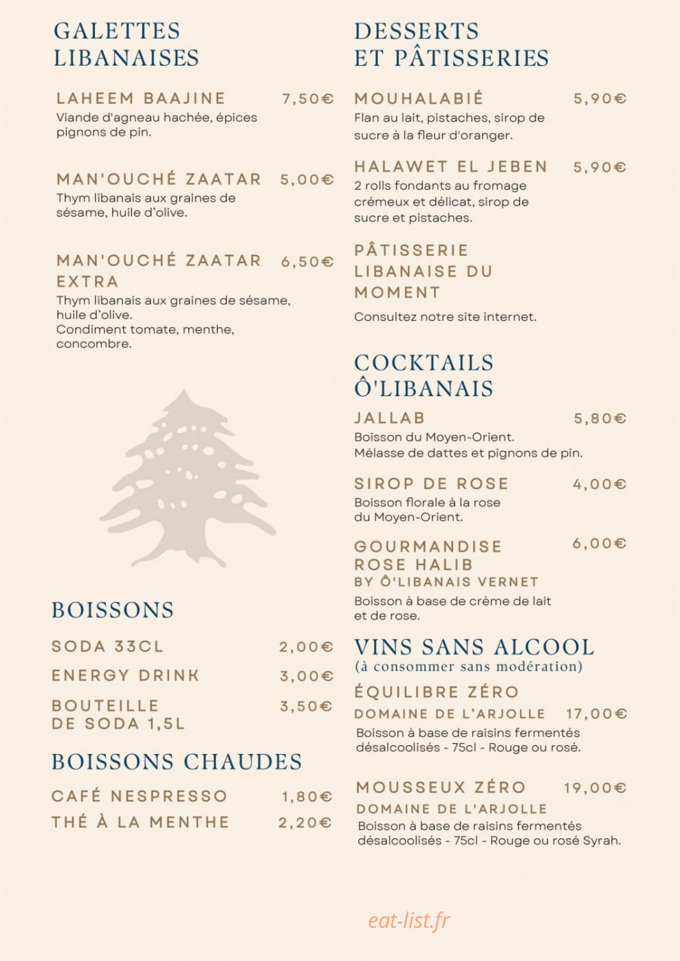 O'Libanais vernet — carte page 3