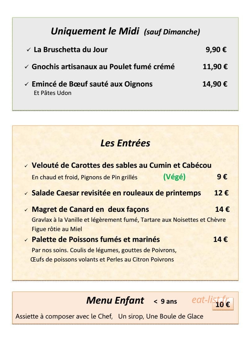 Ô Papilles — carte page 1