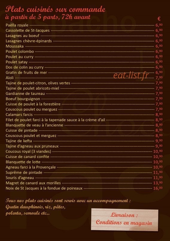 Ô Plaisir des mets — carte page 2