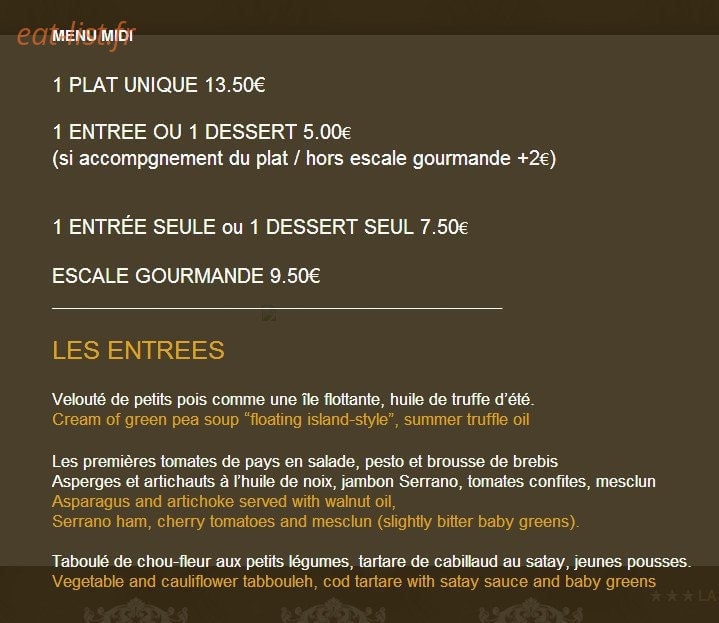 Opéra Café — carte page 1