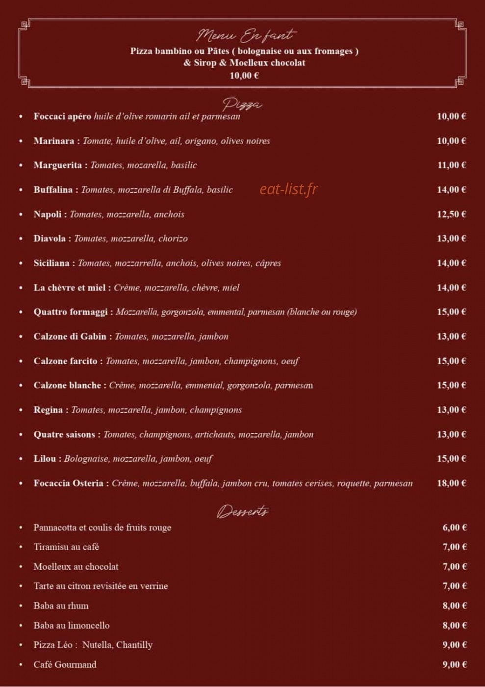 Osteria — carte page 3