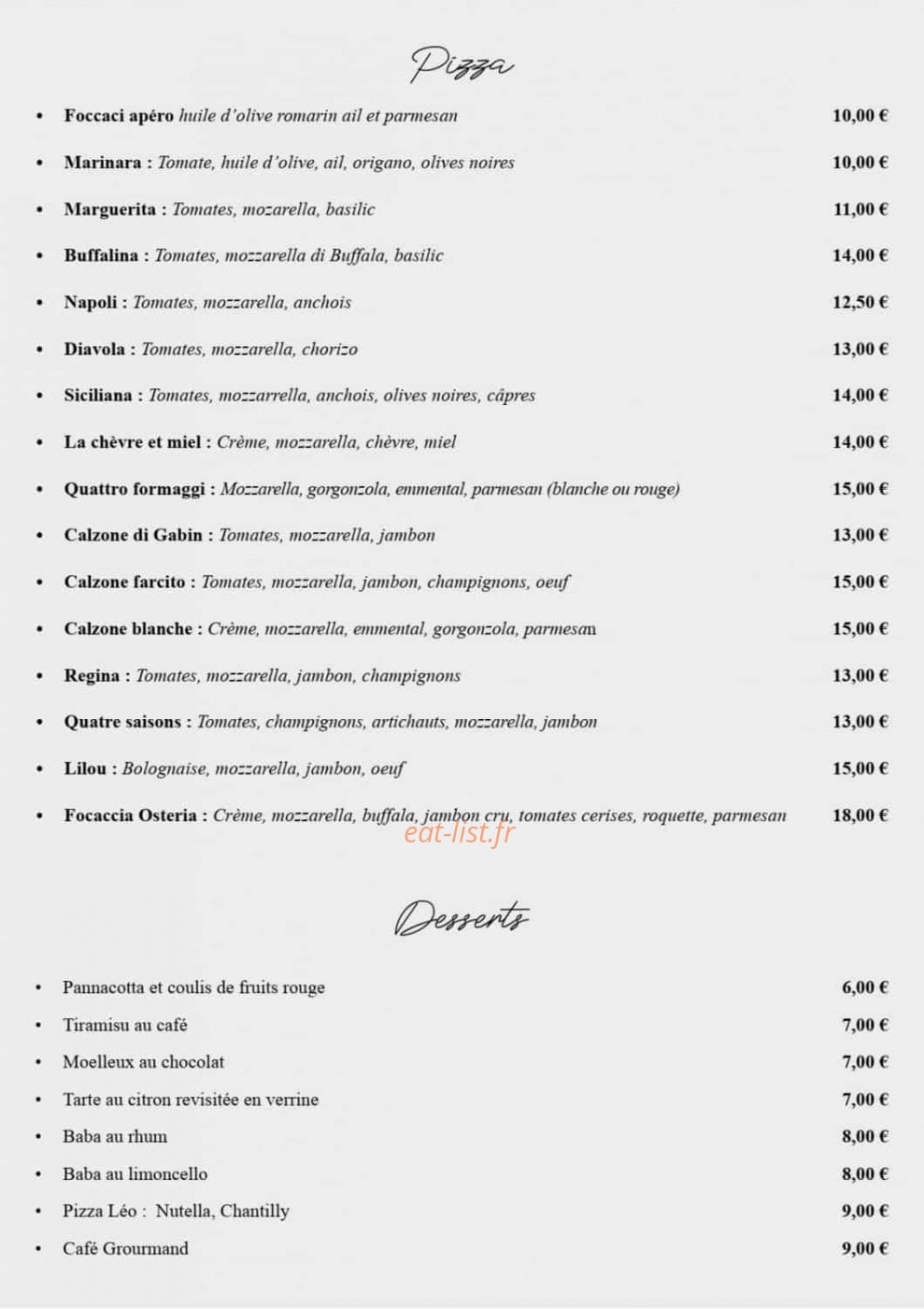 Osteria — carte page 6