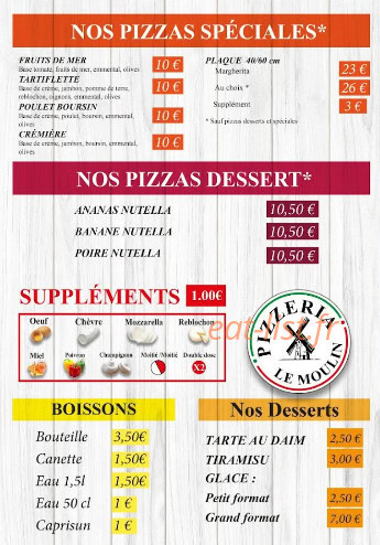 Pizzeria le moulin — carte page 2