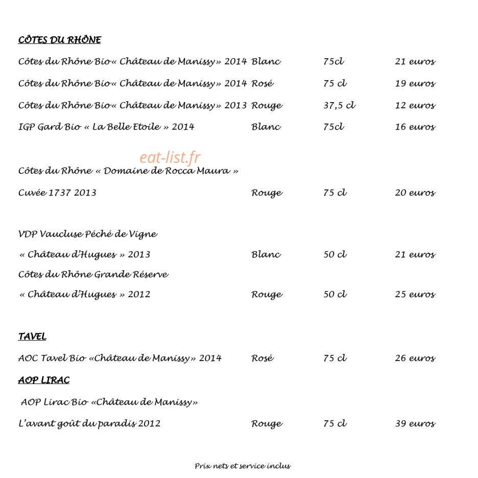 Restaurant Avenio — carte page 4