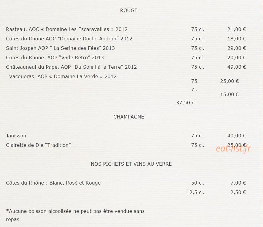 Restaurant Eat — carte page 3