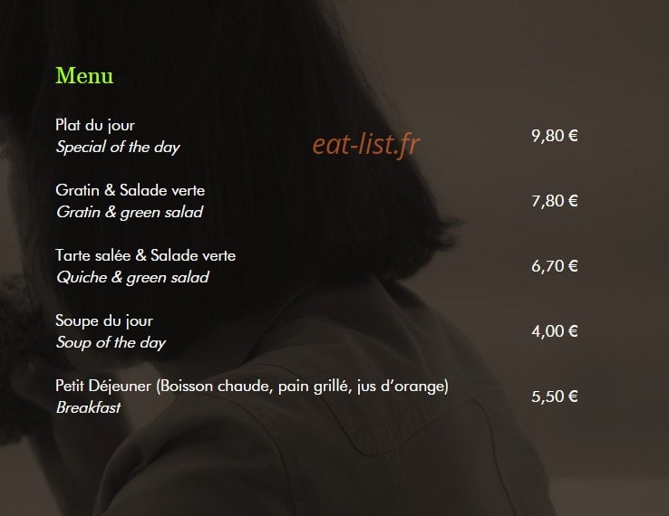 Restaurant Françoise — carte page 1