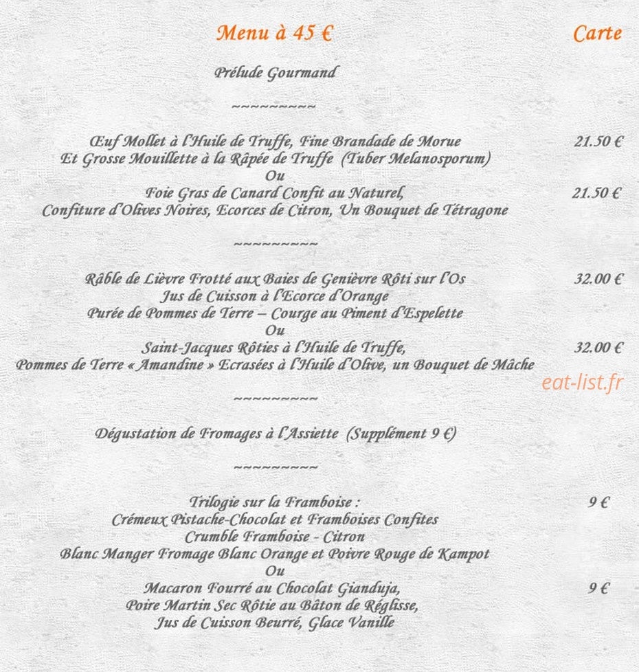 Restaurant L'Essentiel à Avignon - menu en ligne