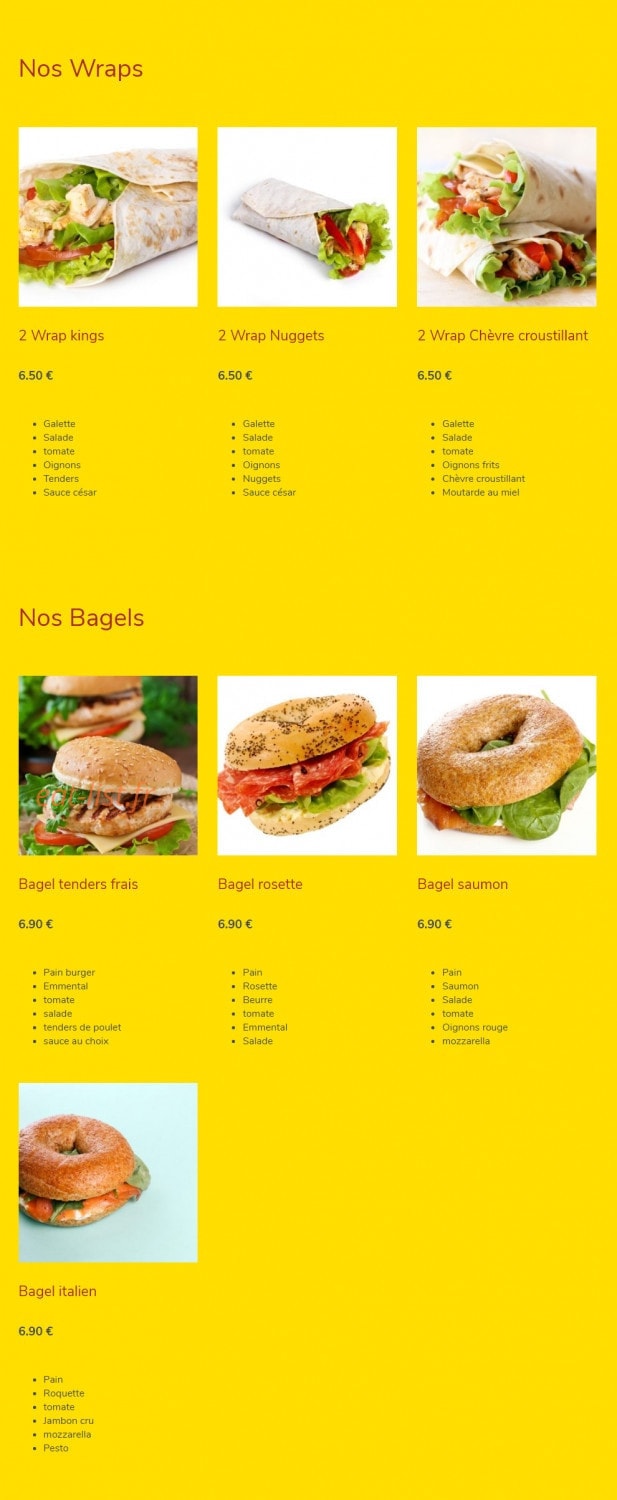 snack'king — carte page 1