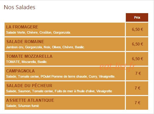 SOS Pizza — carte page 3