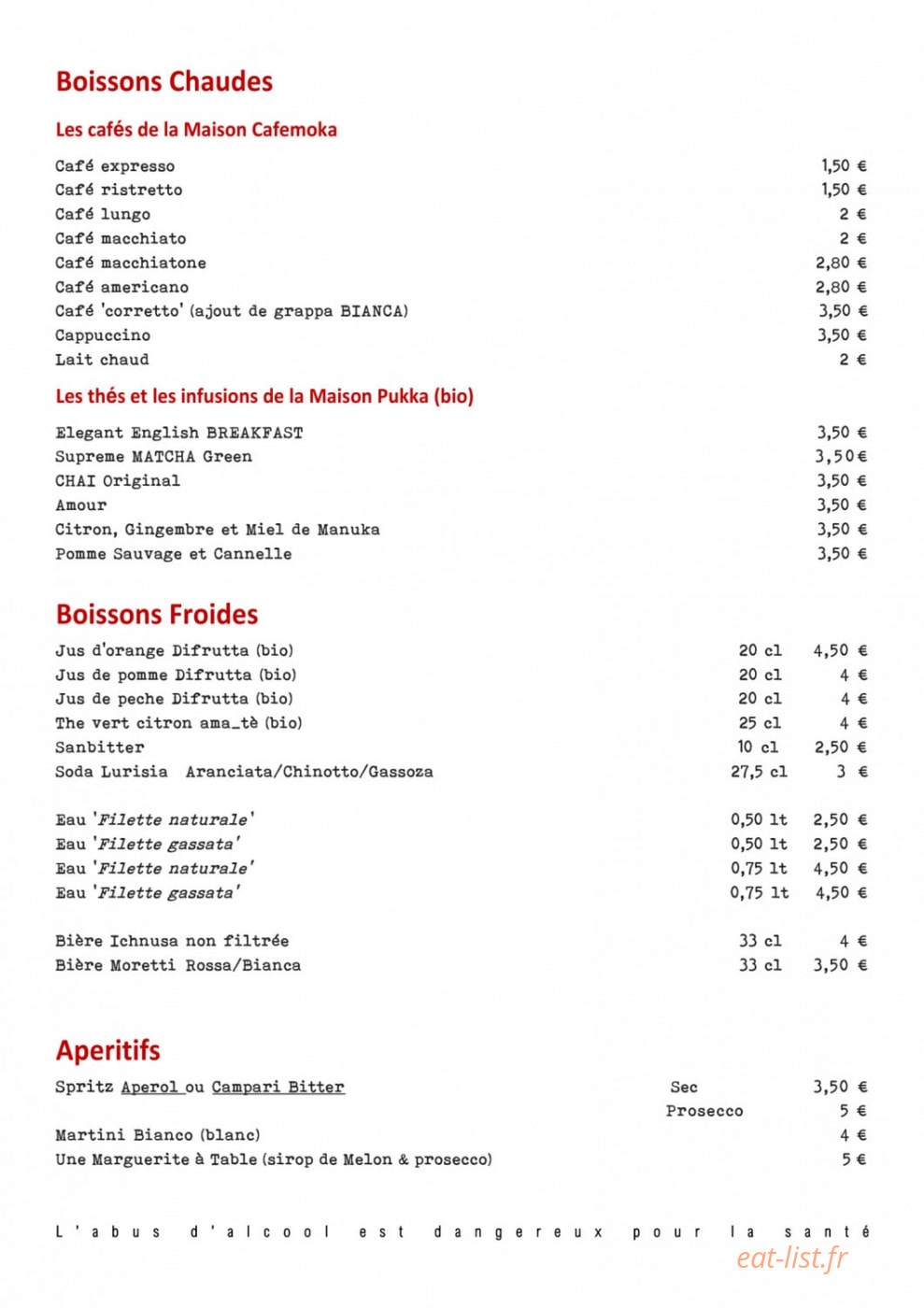 Une Margherite à Table — carte page 6