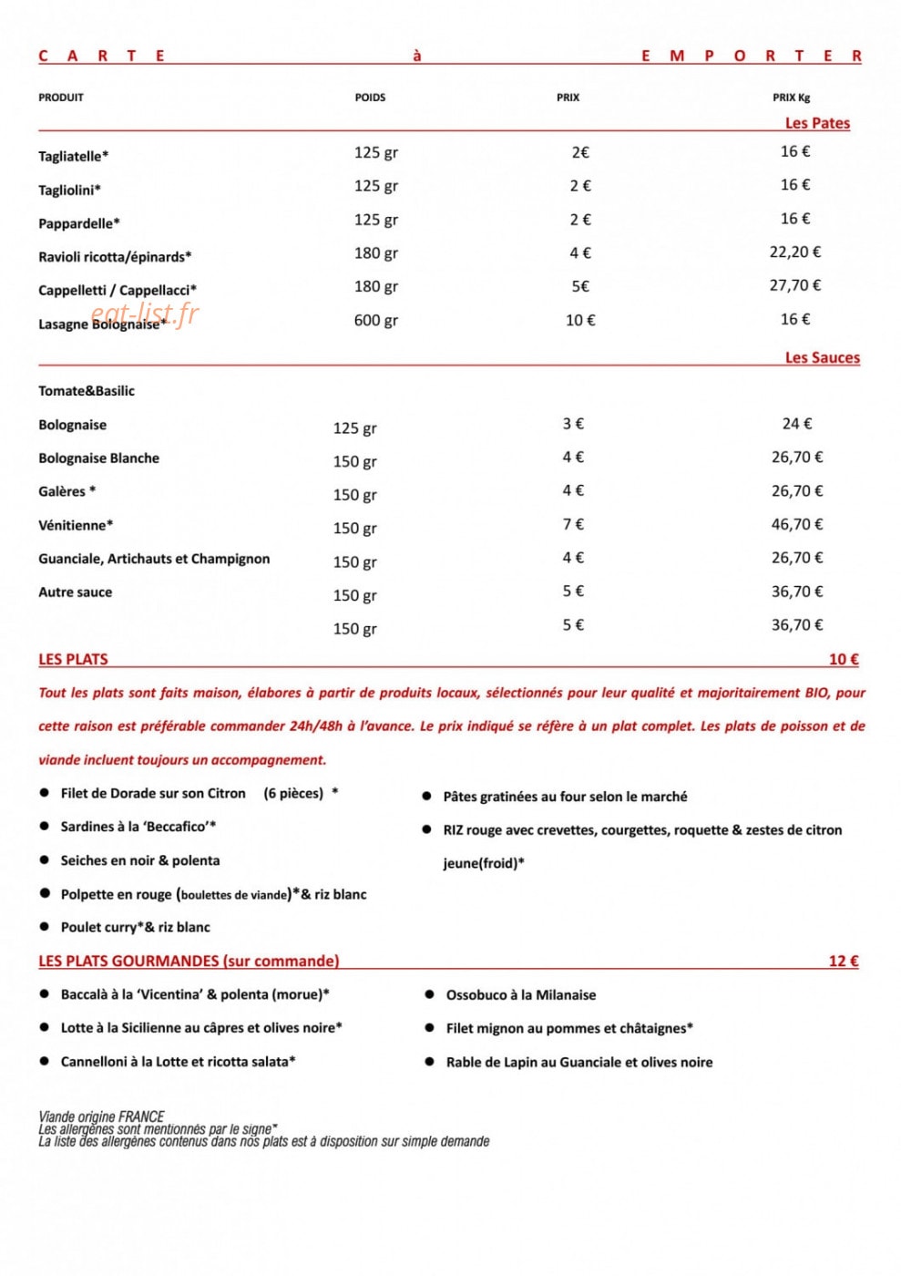 Une Margherite à Table — carte page 3