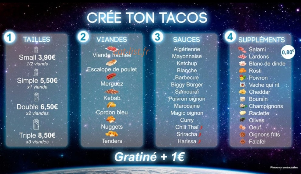 World Tacos — carte page 1