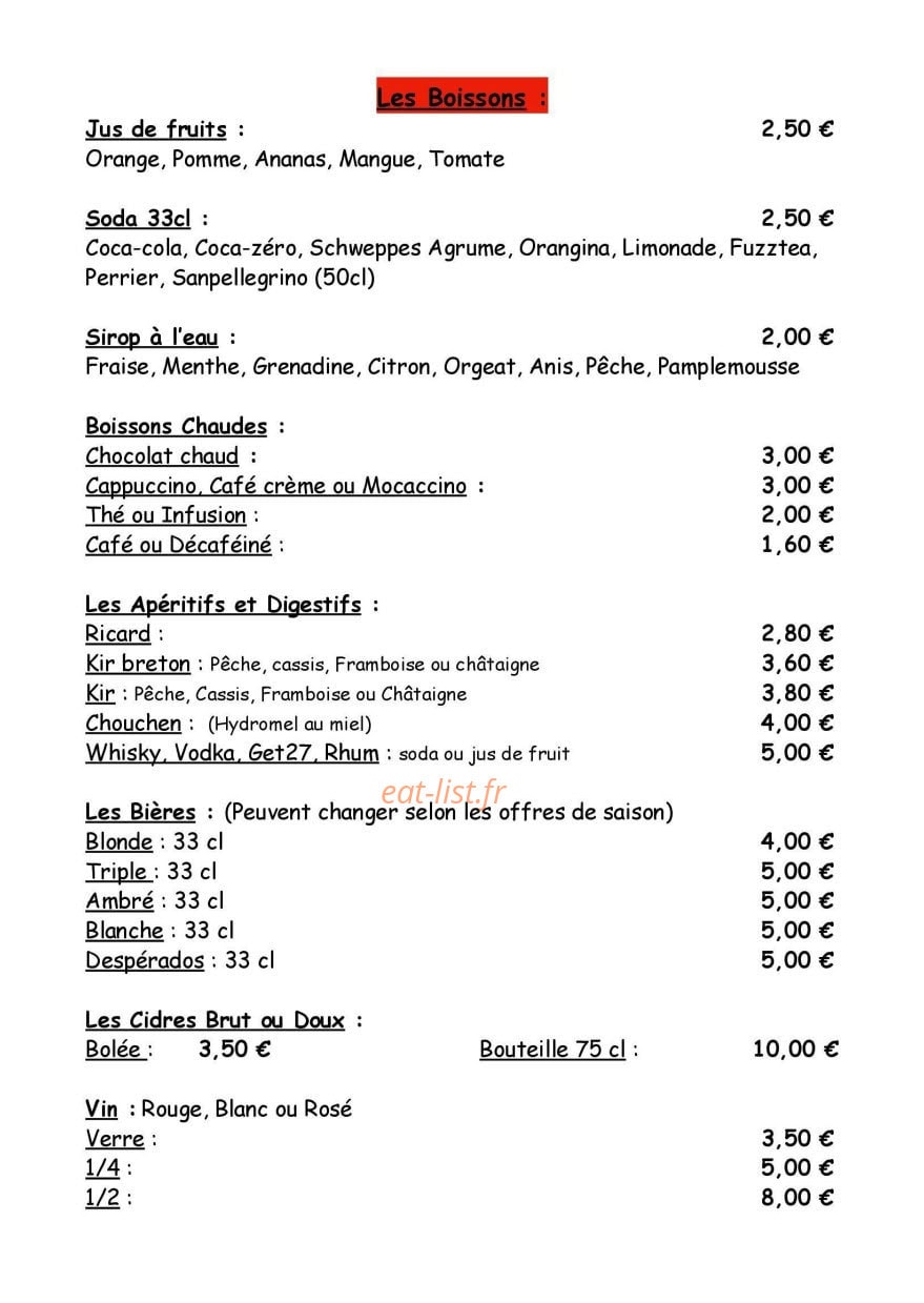 Au Chant De l'Heure — carte page 1