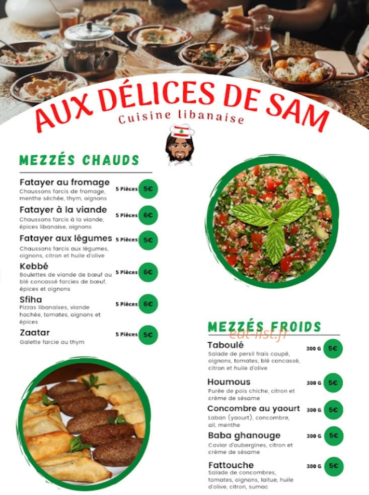 Aux délices de Sam — carte page 1