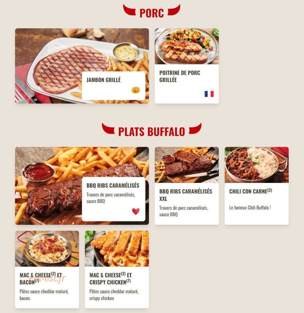 Buffalo Grill — carte page 8