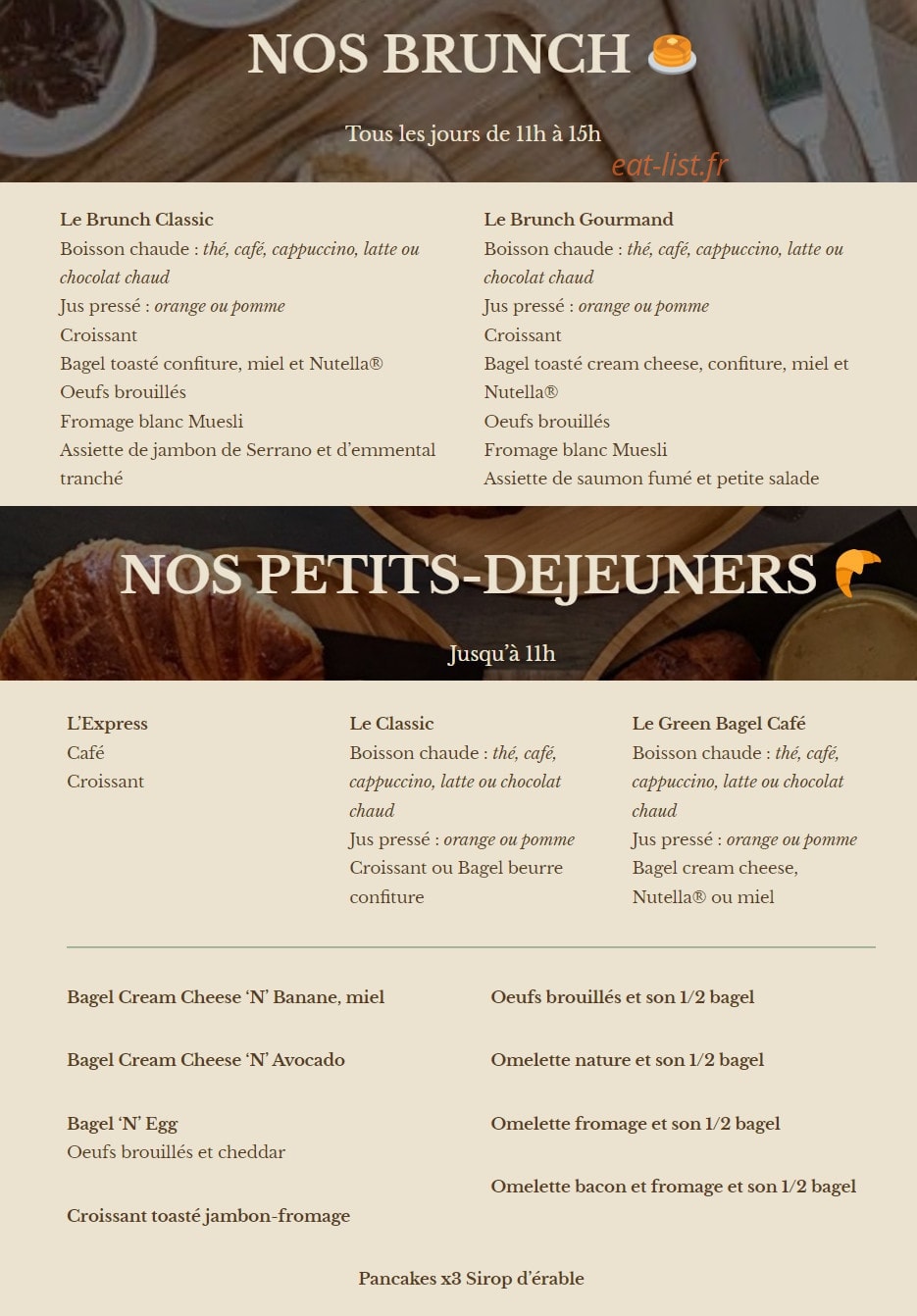 Green Bagel Café — carte page 4