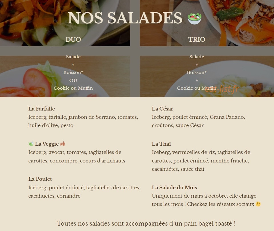 Green Bagel Café — carte page 2