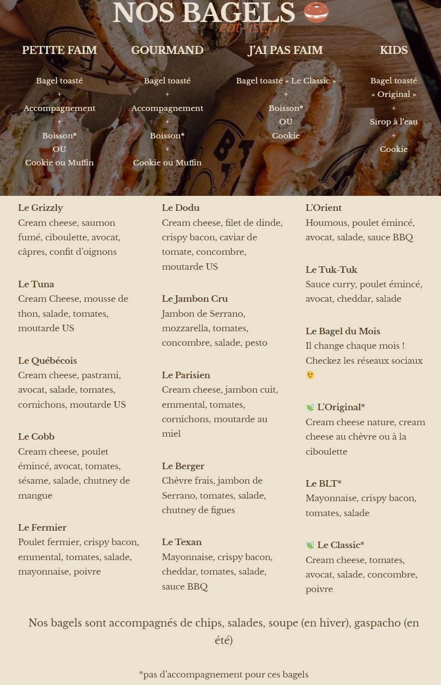 Green Bagel Café — carte page 1