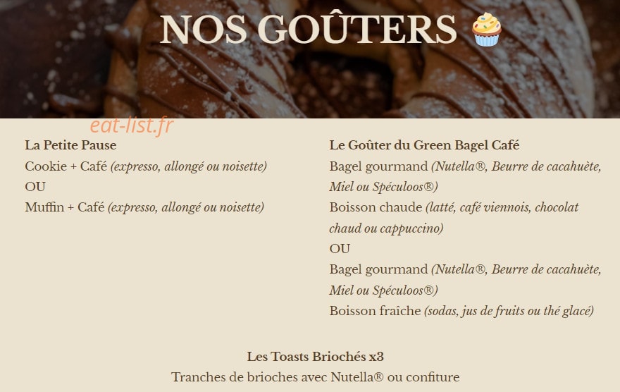 Green Bagel Café — carte page 5