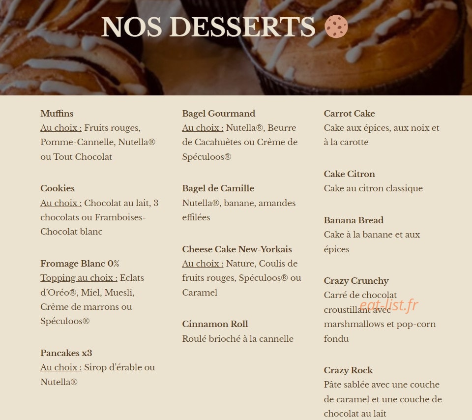 Green Bagel Café — carte page 3