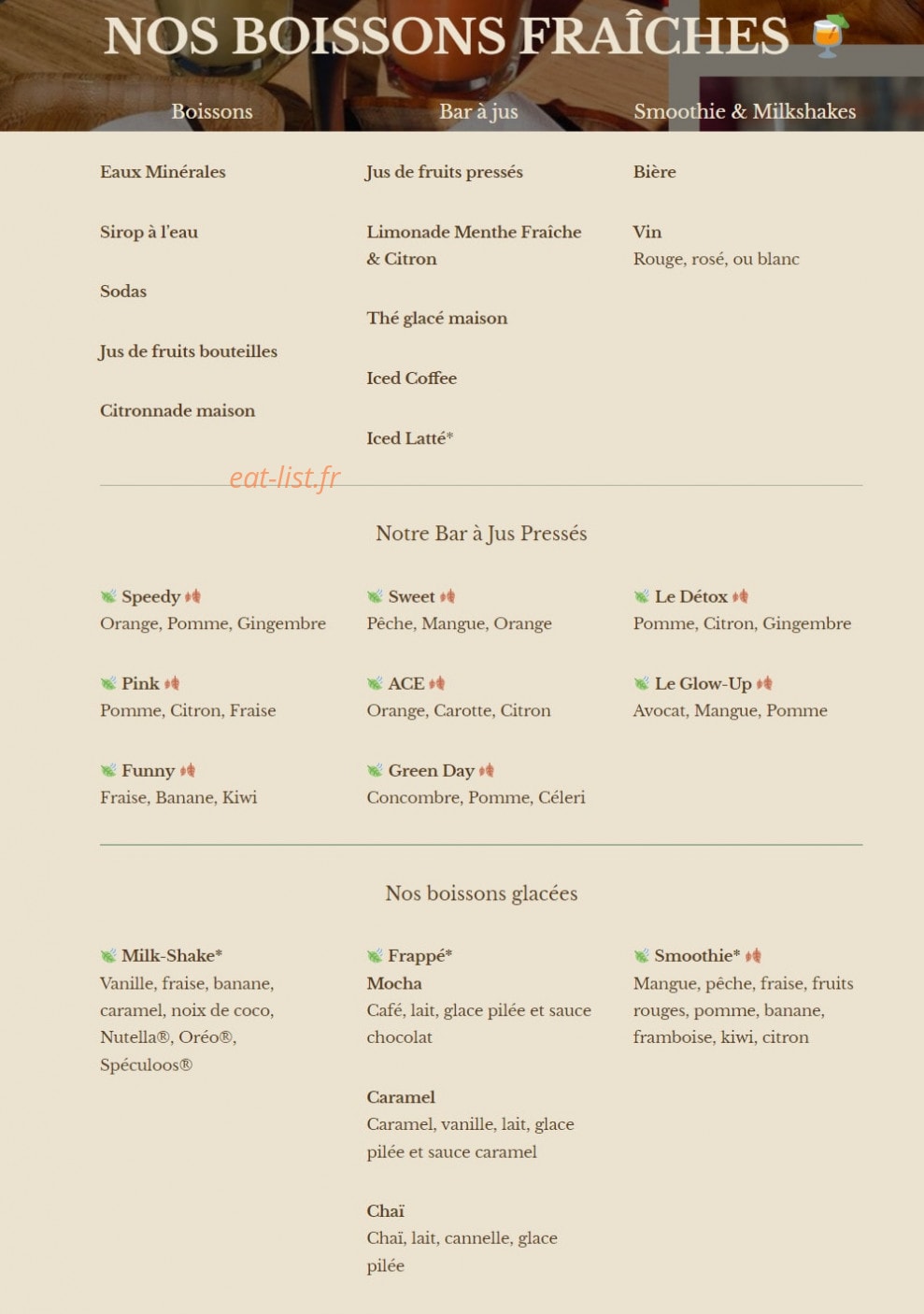 Green Bagel Café — carte page 6