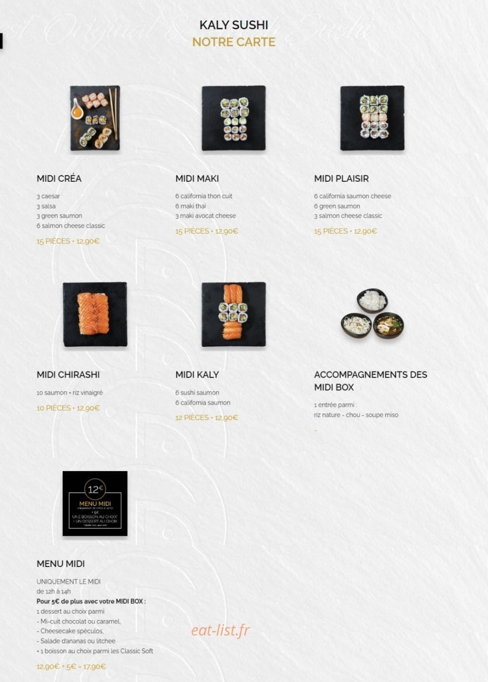 Kaly Sushi — carte page 1