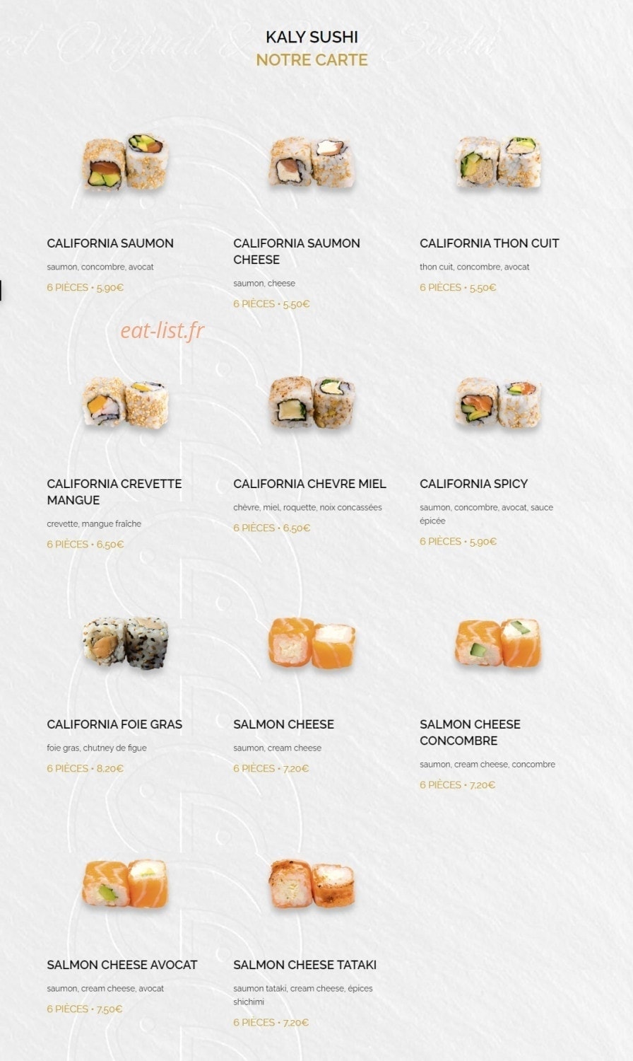 Kaly Sushi — carte page 12
