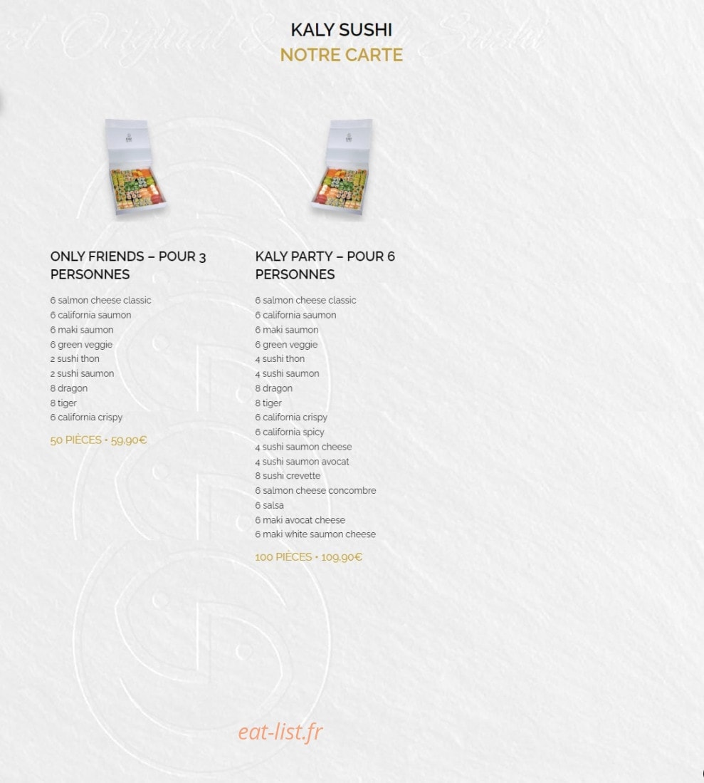 Kaly Sushi — carte page 3