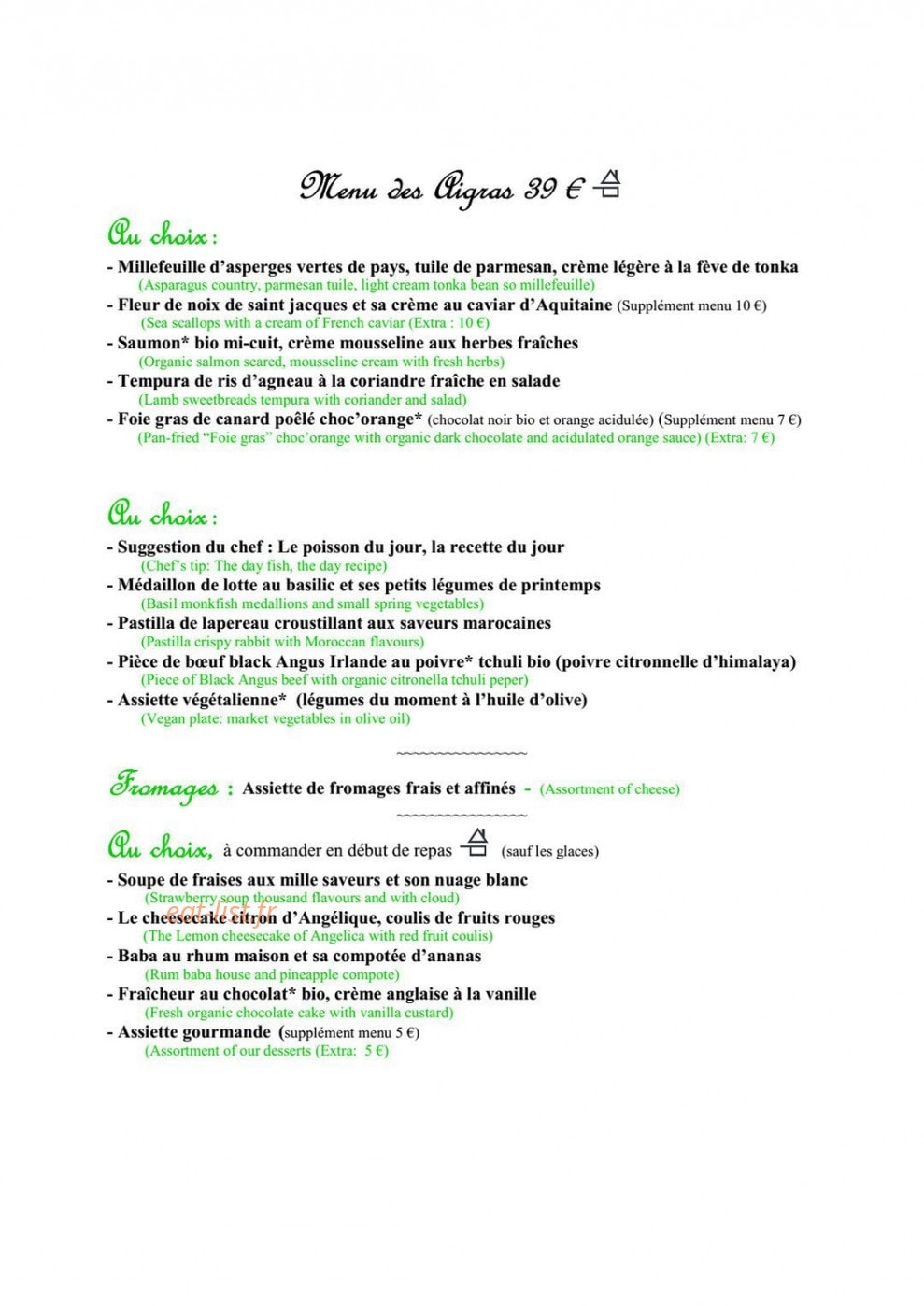 La Table du verger — carte page 4