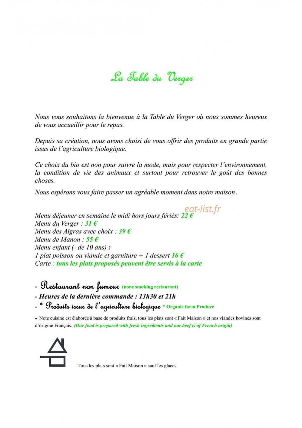 La Table du verger — carte page 2