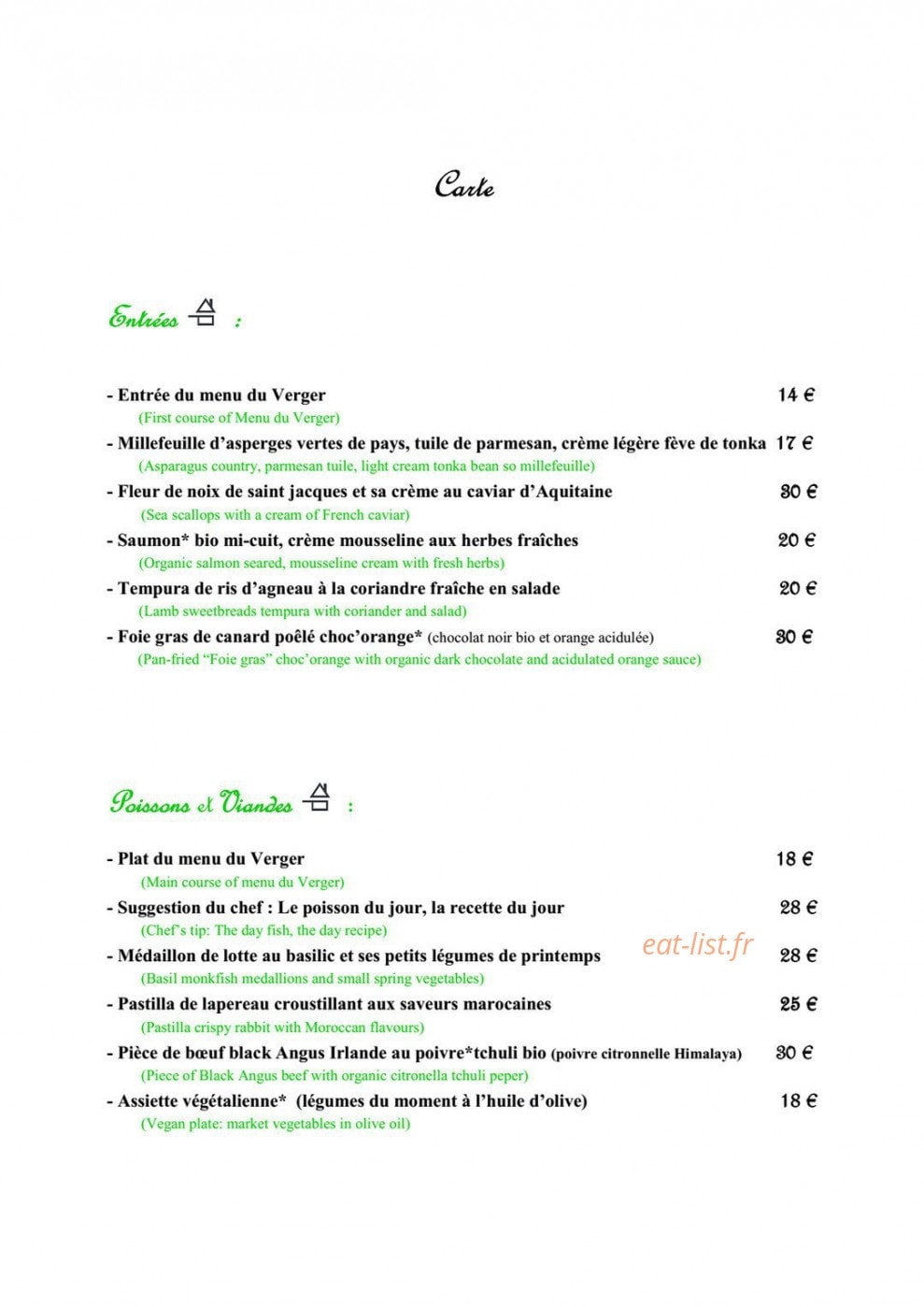 La Table du verger — carte page 6