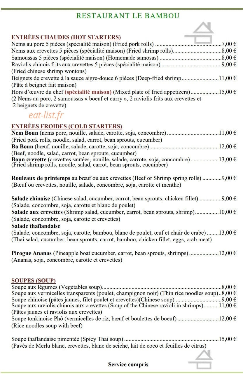 Le Bambou — carte page 2