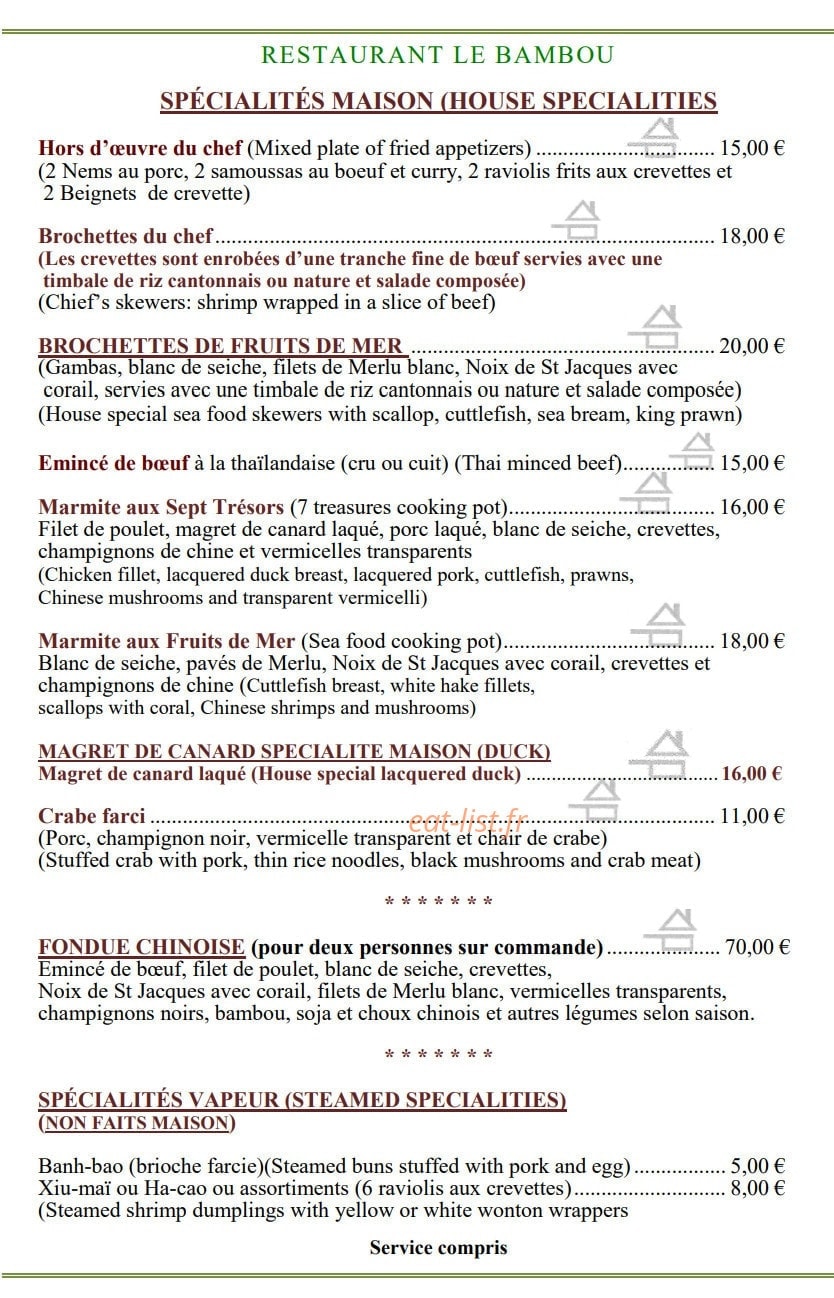 Le Bambou — carte page 5
