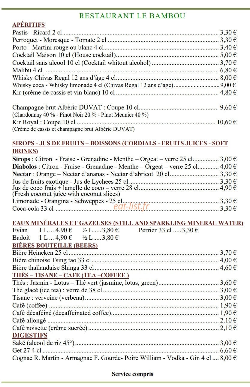 Le Bambou — carte page 7