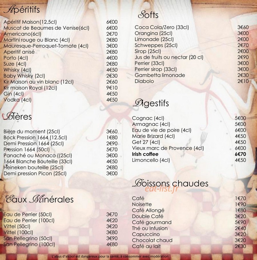 Le Bistrot de Châteauneuf — carte page 3