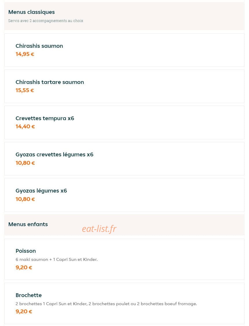 Le Bon Sushi — carte page 2