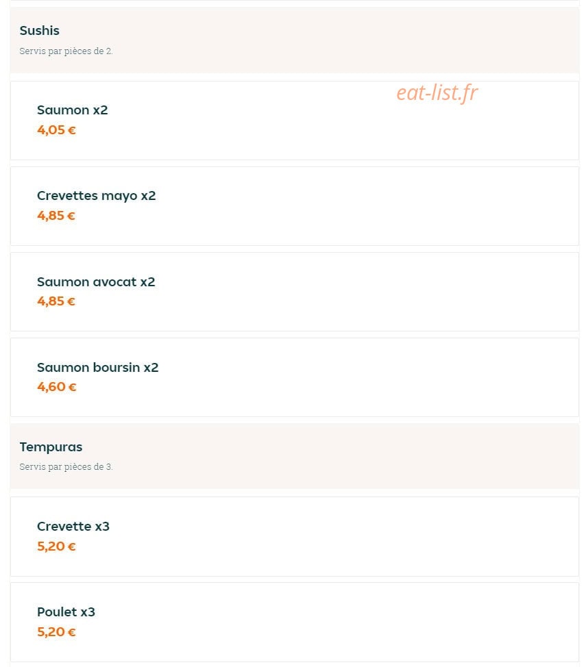 Le Bon Sushi — carte page 6