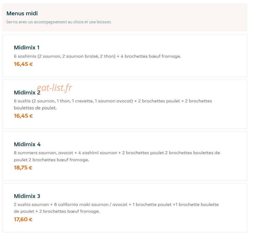 Le Bon Sushi — carte page 1