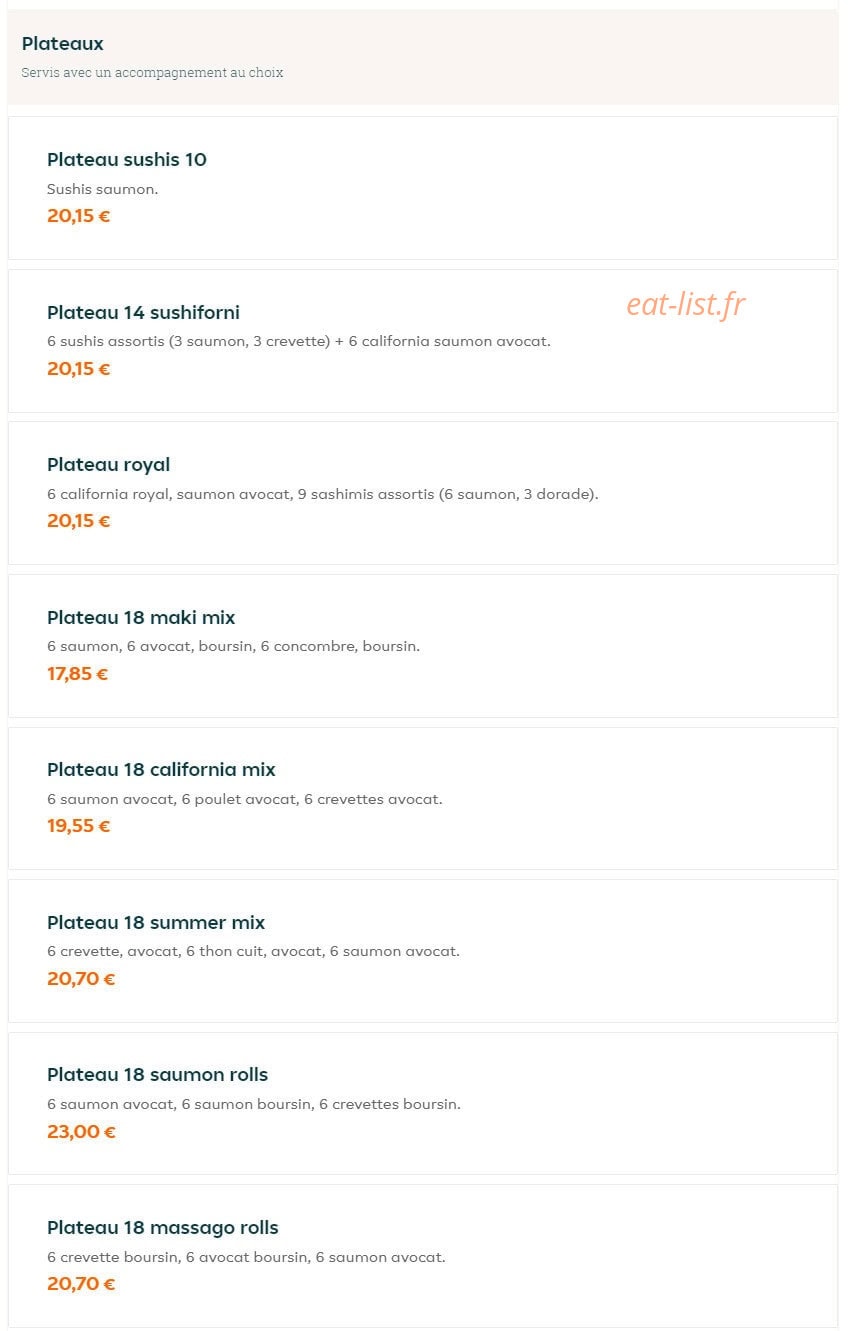 Le Bon Sushi — carte page 3