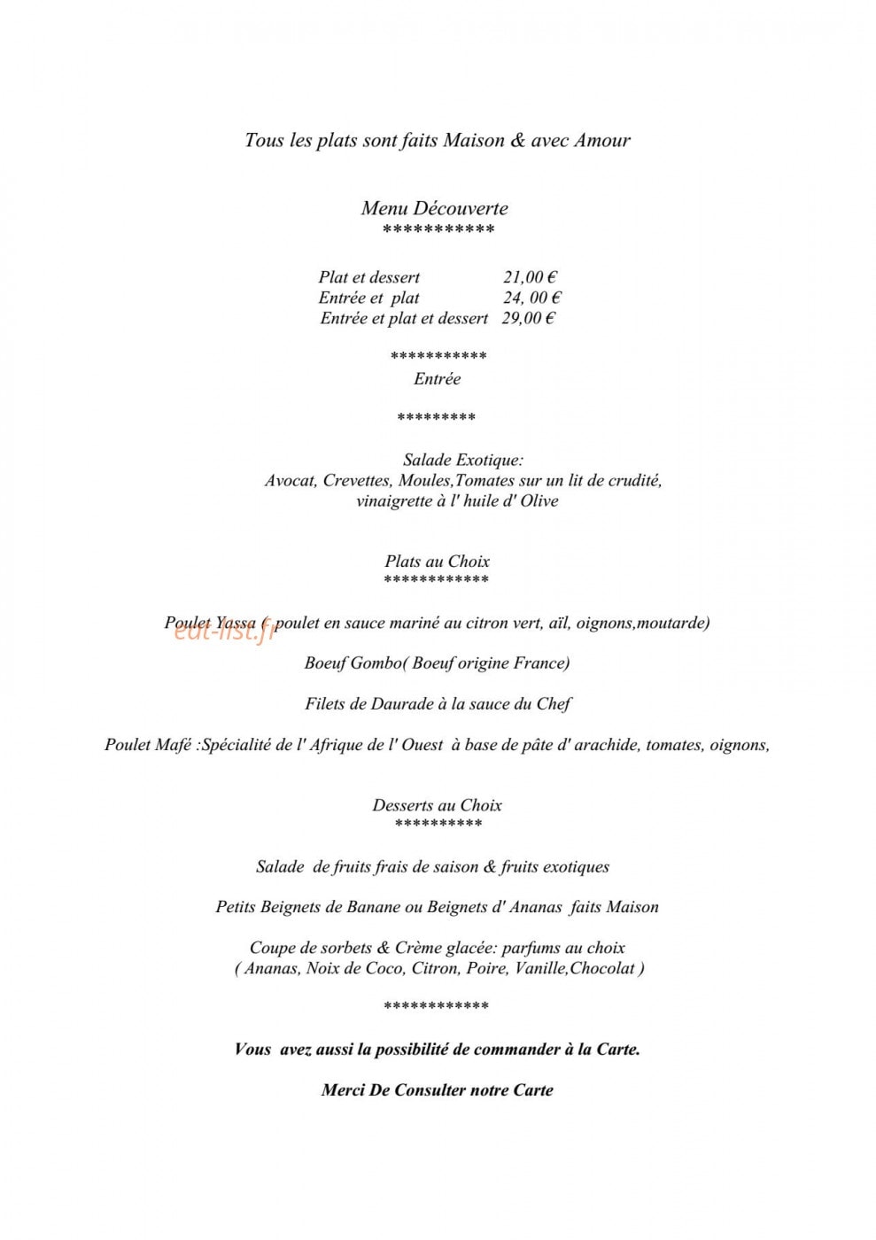 Le Petit Resto De Paul — carte page 1