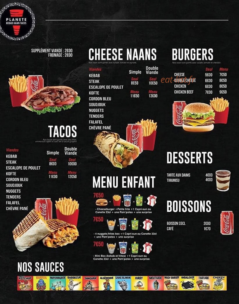 Planete Kebab Naan Tacos — carte page 3