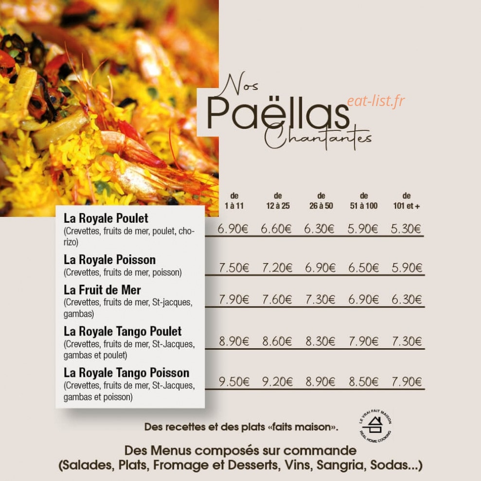 Tango Paella — carte page 1