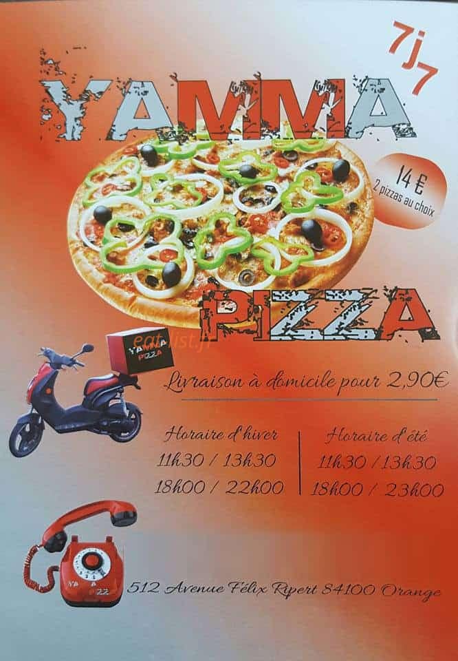 Yamma Pizza — carte page 1