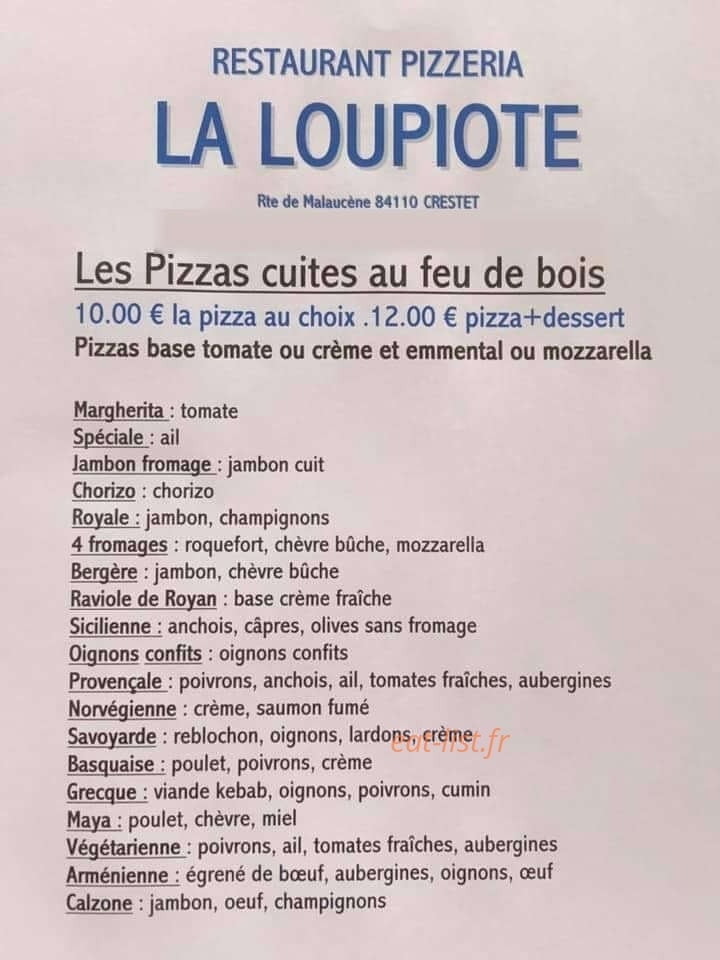 La Loupiote Crestet — carte page 1