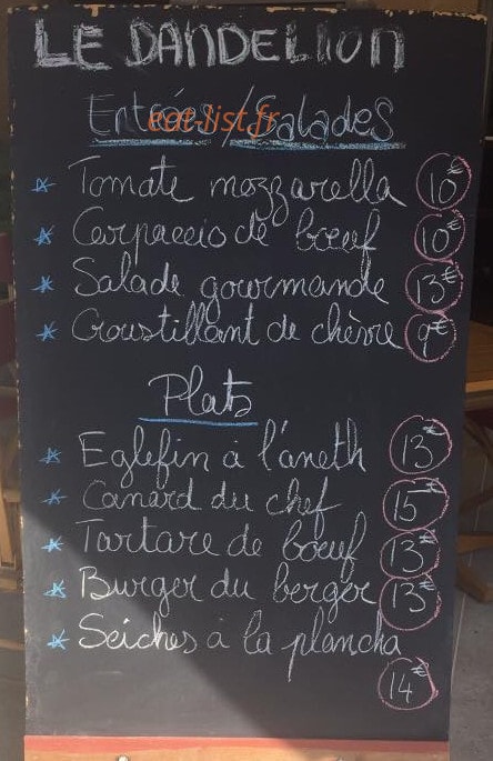 Le Dandelion — carte page 1