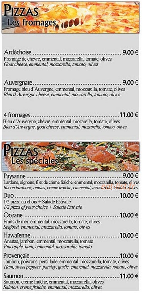 Restaurant Pizzéria de l'Ayguette — carte page 5
